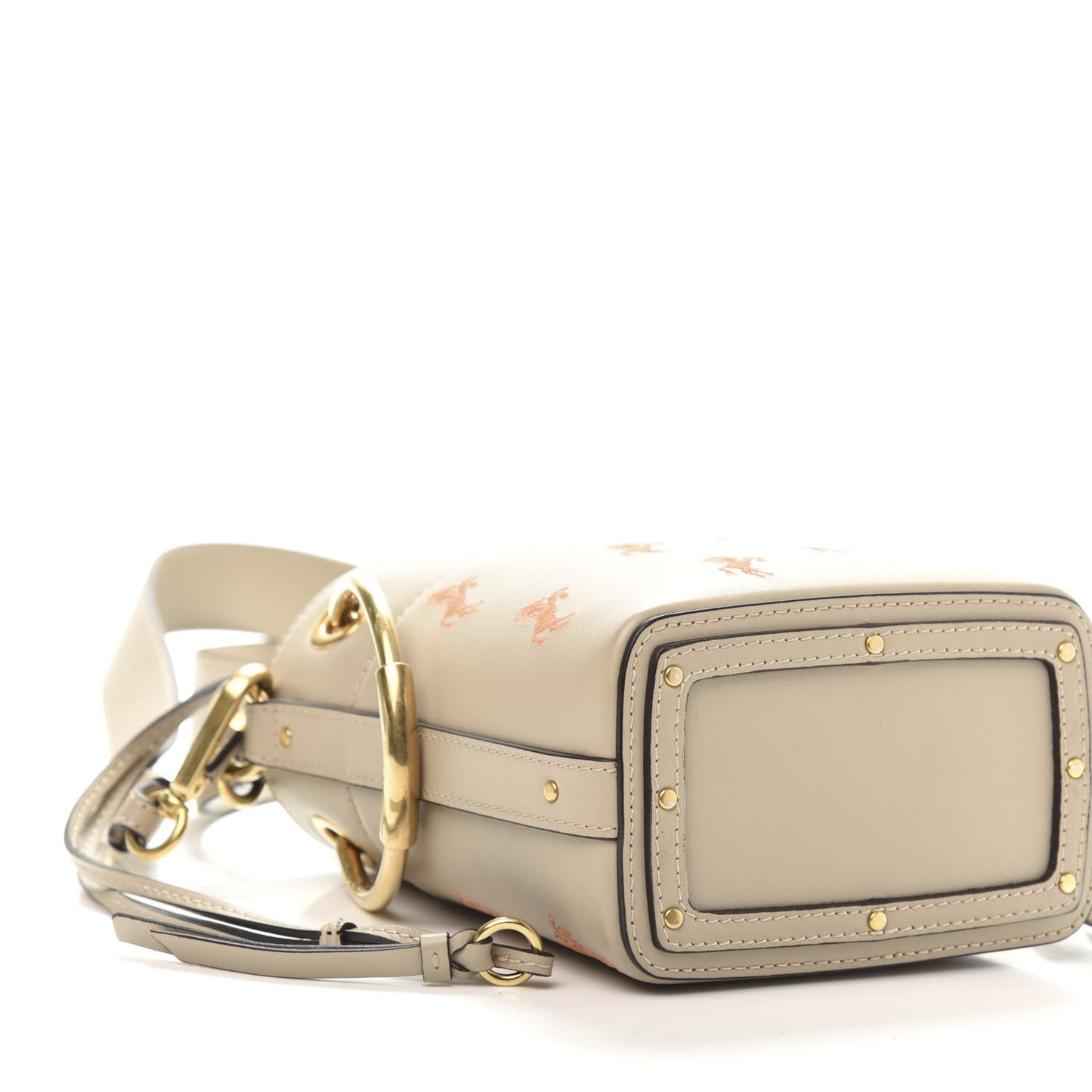 Smooth Calfskin Little Horses Embroidered Mini Roy Bucket Bag Pastel Grey