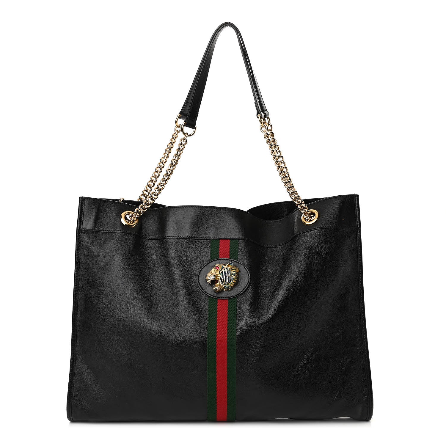 Gucci Calfskin Large Rajah Chain Tote Black 4 of 12