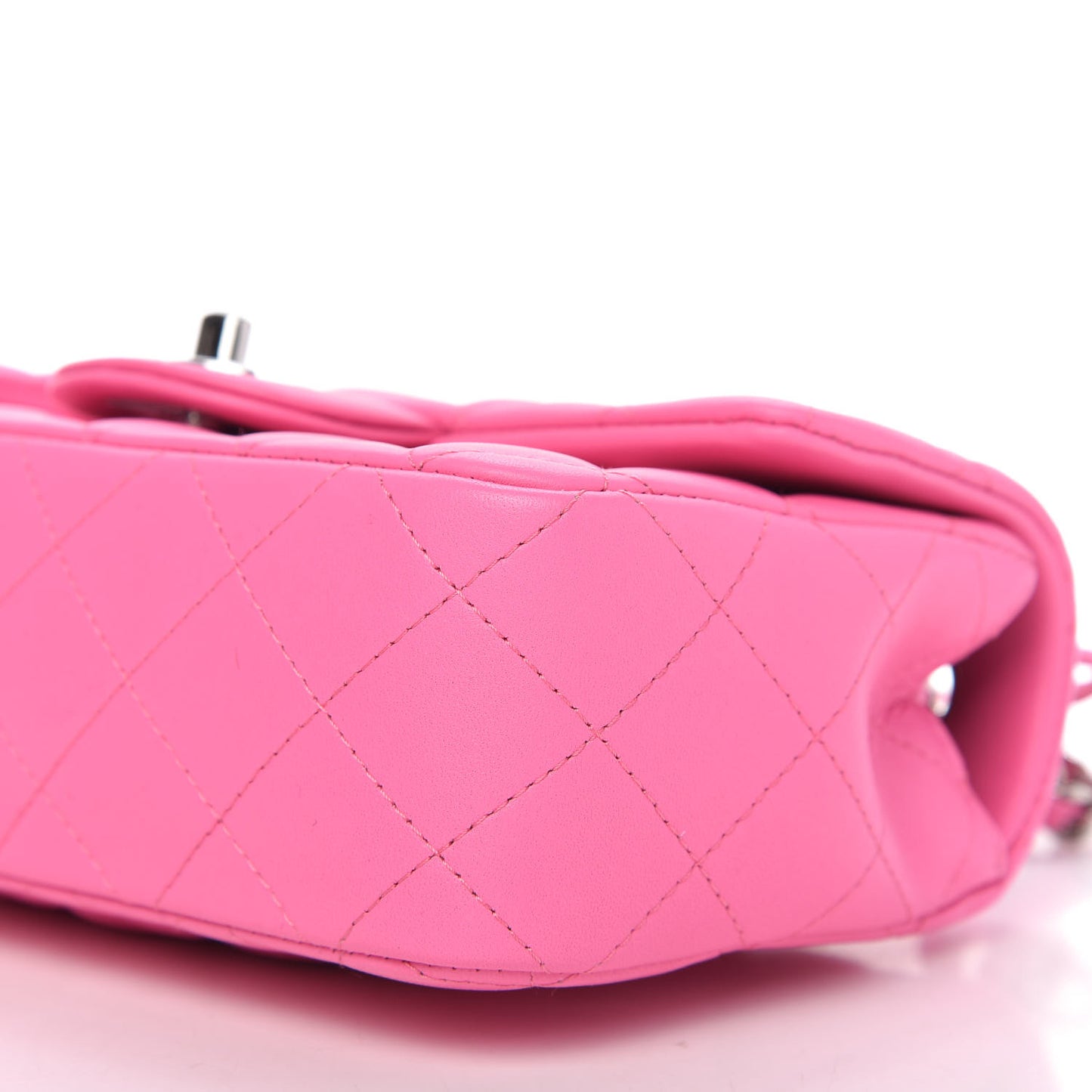 Lambskin Quilted Mini Rectangular Flap Neon Pink
