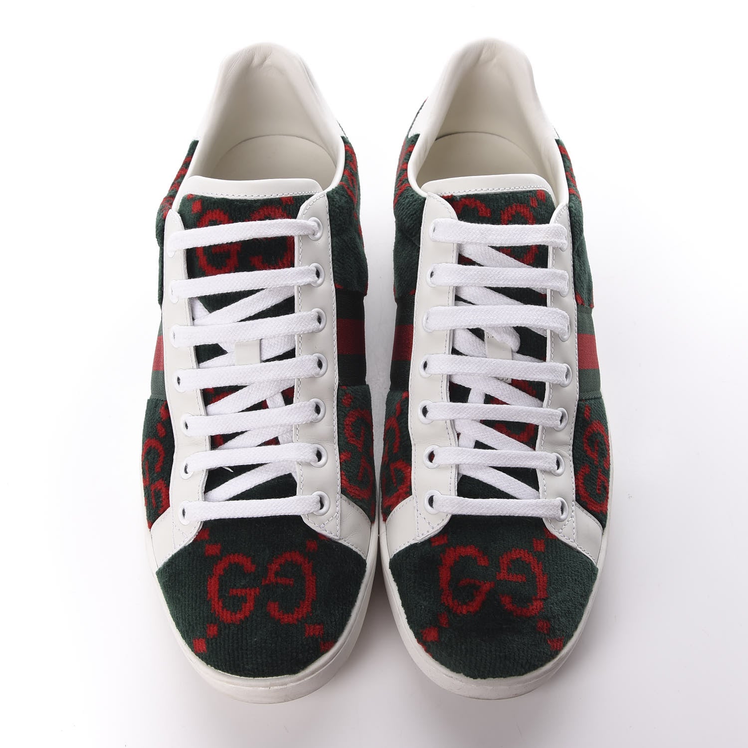 Gucci Terry Cloth GG Monogram Web Womens Ace Sneakers 41 Green Red 5 of 10