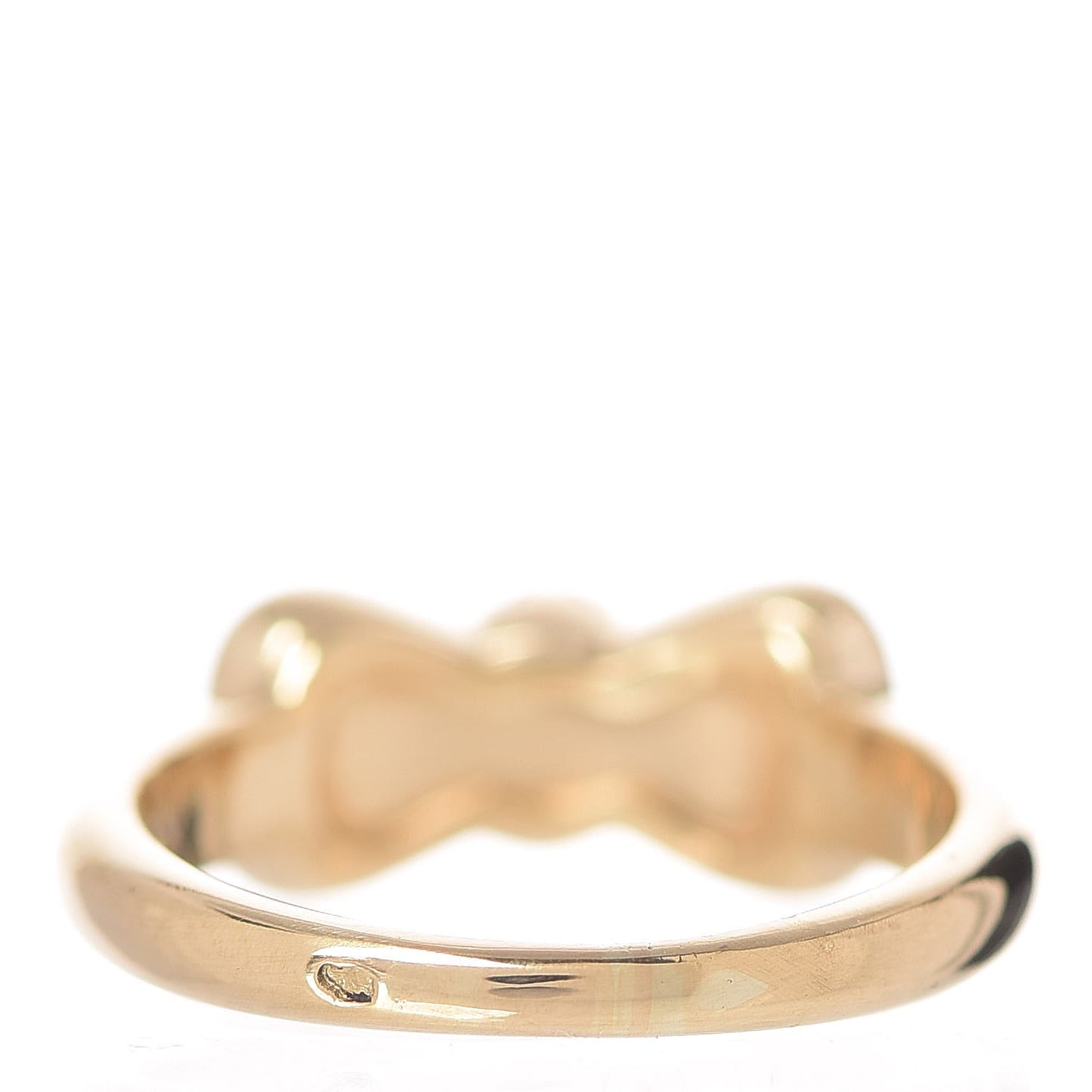 18K Yellow Gold Diamond White Coral Bow Ring 50 5.25