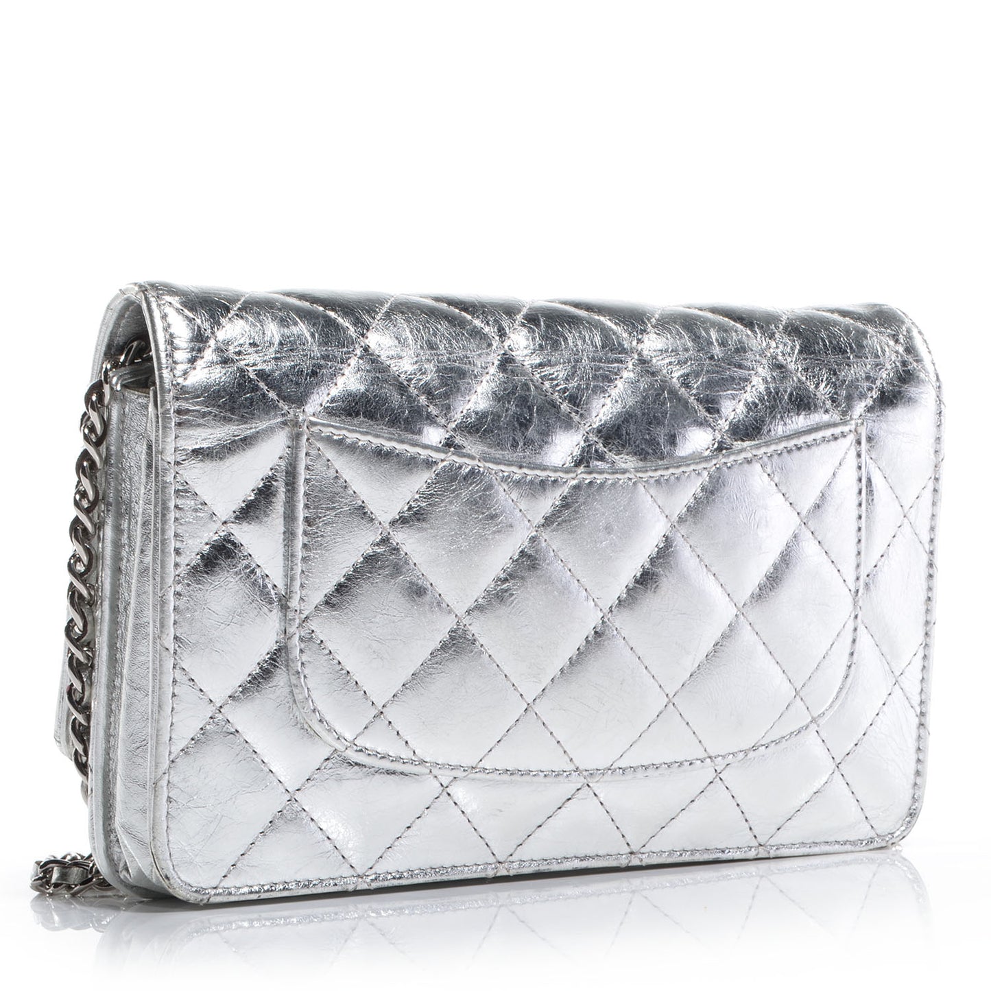 Calfskin Reissue Wallet On Chain WOC Silver