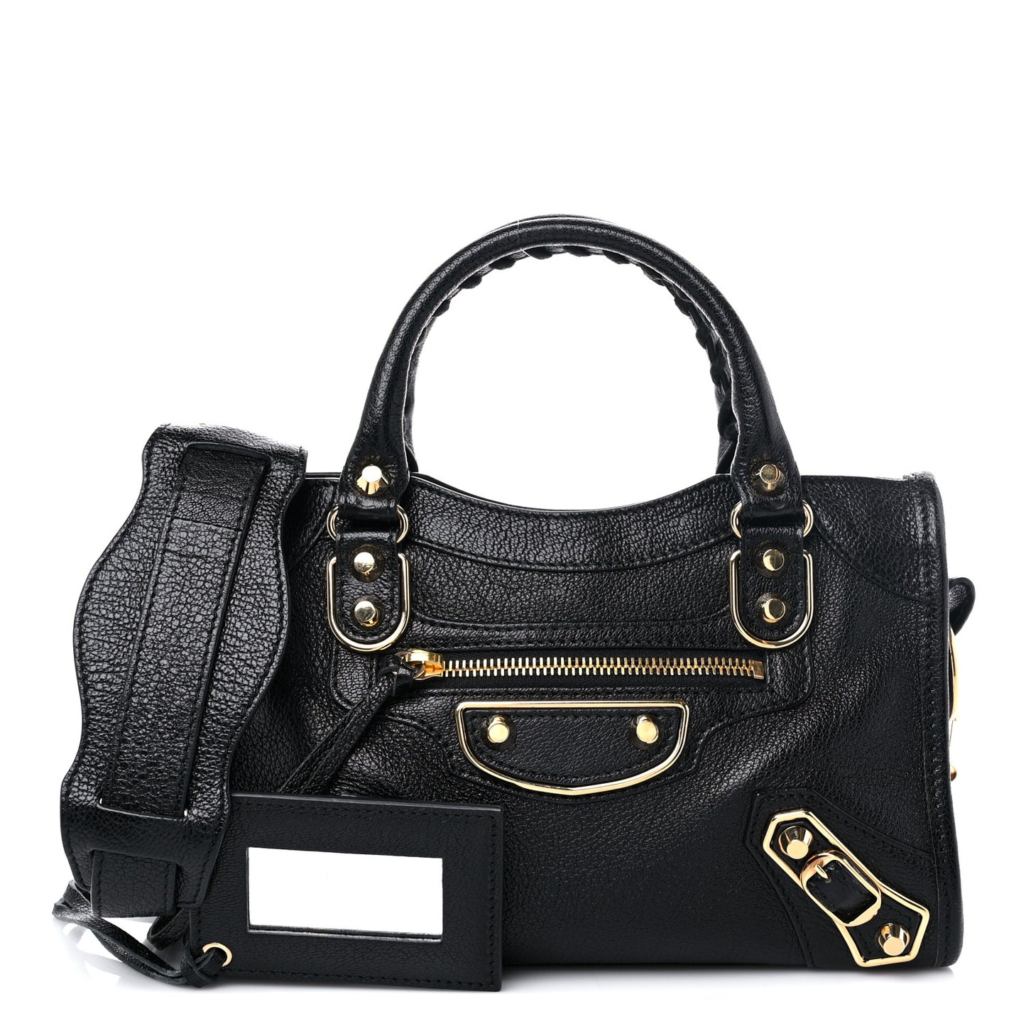 Chevre Gold Metallic Edge Hardware Mini City Black
