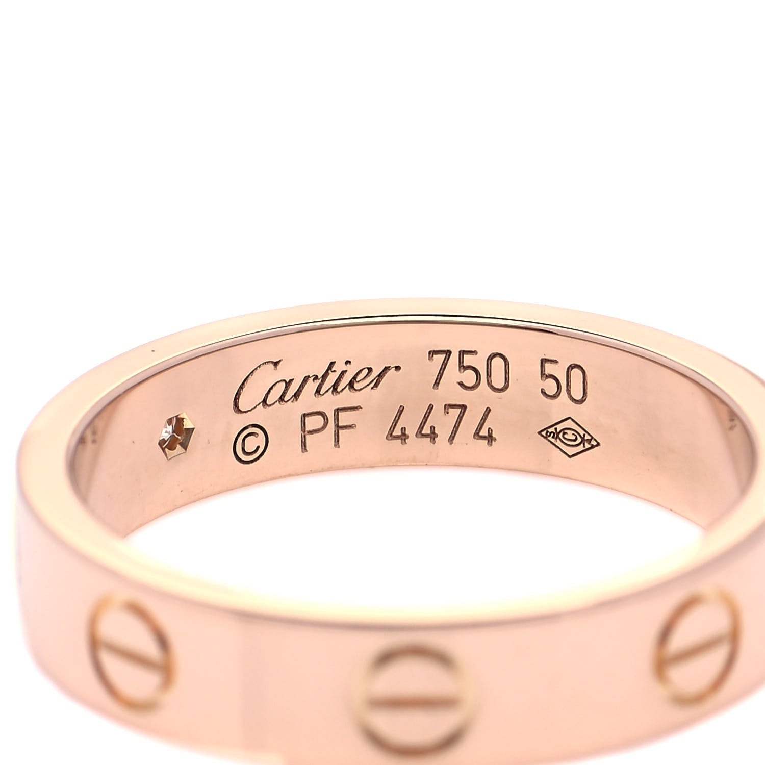 Cartier 18K Pink Gold Diamond 4mm LOVE Wedding Band Ring 50 5.25 4 of 5