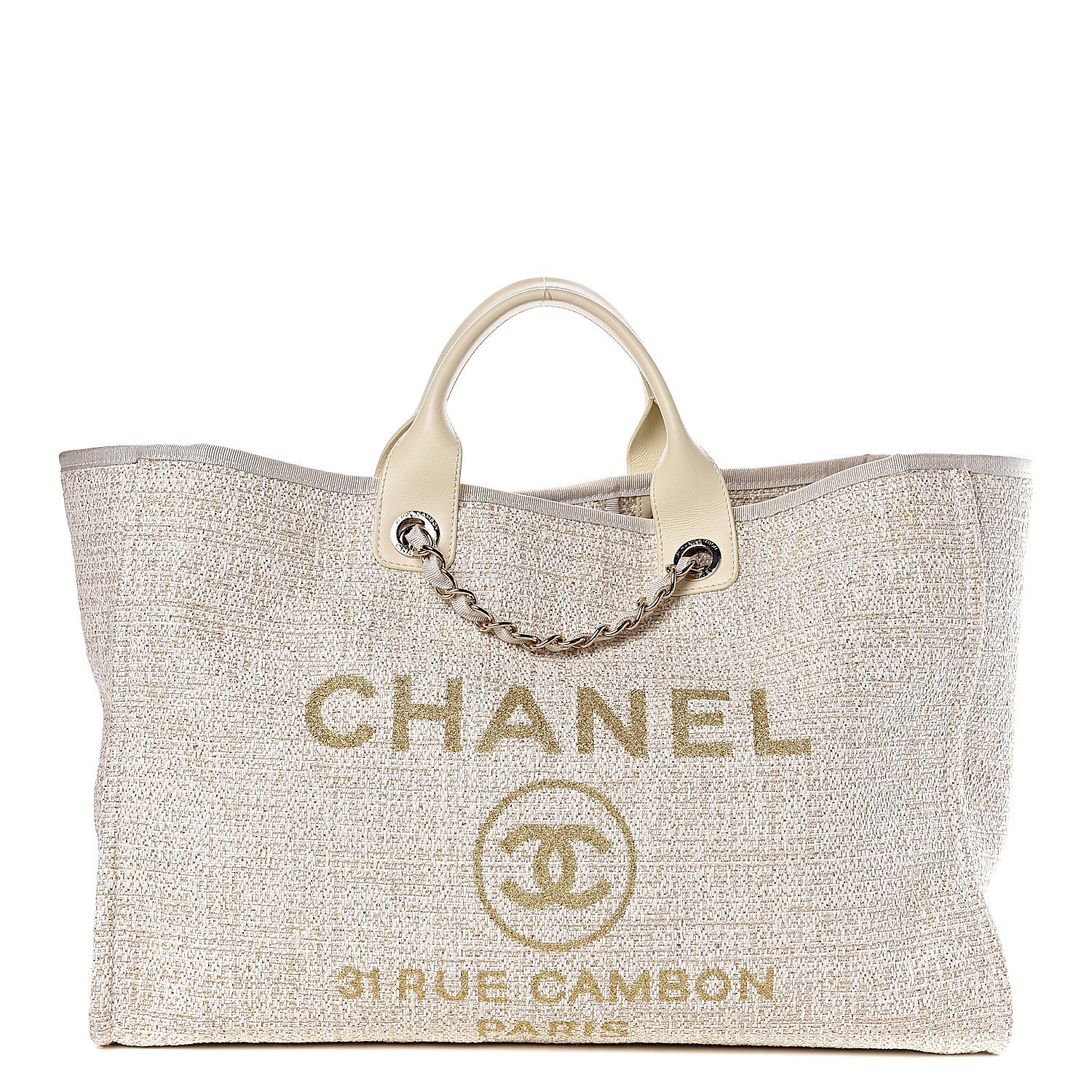 Chanel Canvas Large Deauville Tote Ivory 2 of 14