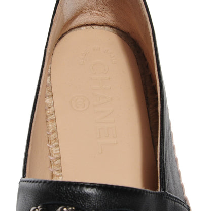 Chanel Lambskin Camellia CC Stud Espadrilles 37 Black 7 of 9