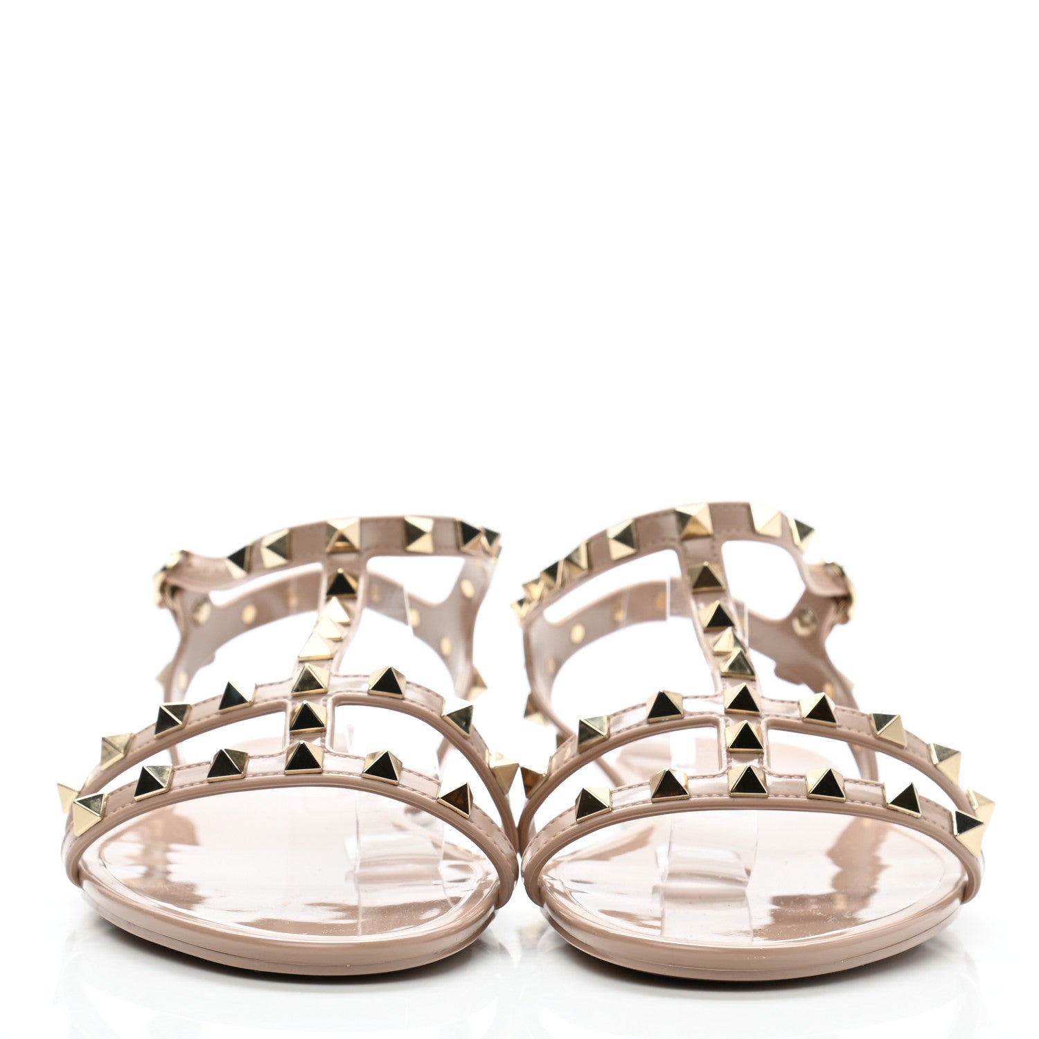 Valentino Garavani PVC Jelly Rockstud Caged Sandals 40 Poudre 3 of 7