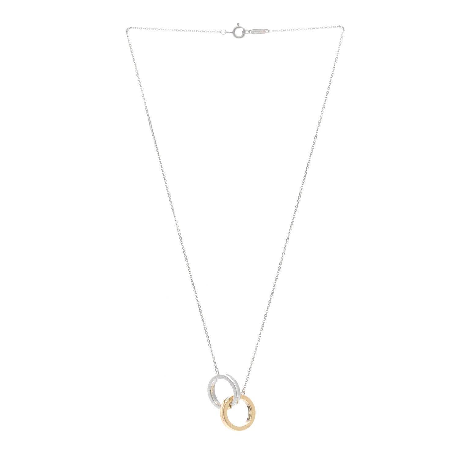 Tiffany Sterling Silver 18K Yellow Gold 1837 Interlocking Circles Pendant Necklace 3 of 4