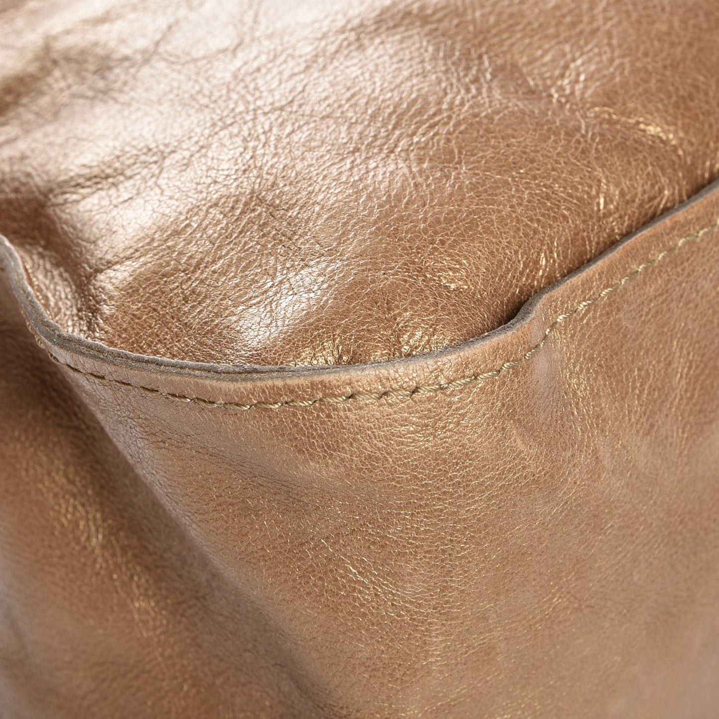 Metallic Calfskin Medium Marcie Satchel Gold