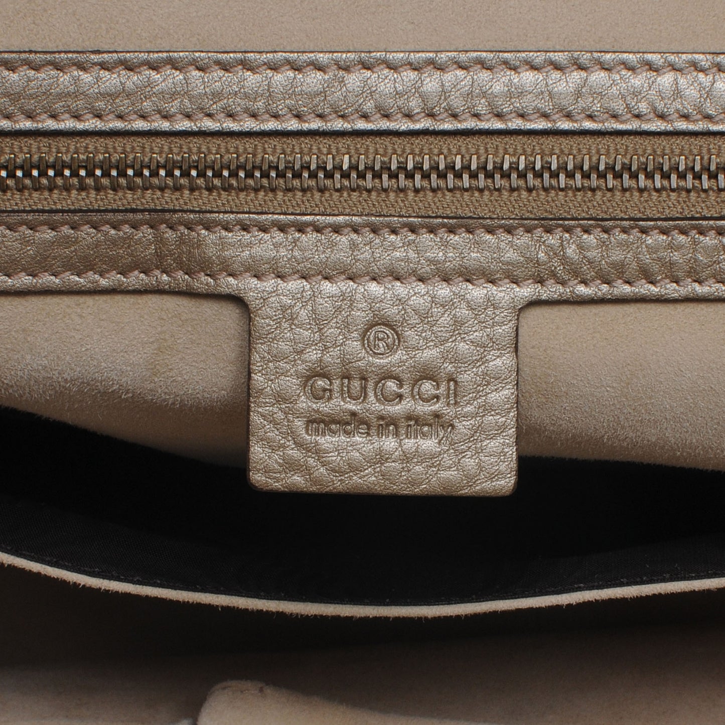 Metallic Pebbled Calfskin Medium 1973 Top Handle Satchel Golden Beige