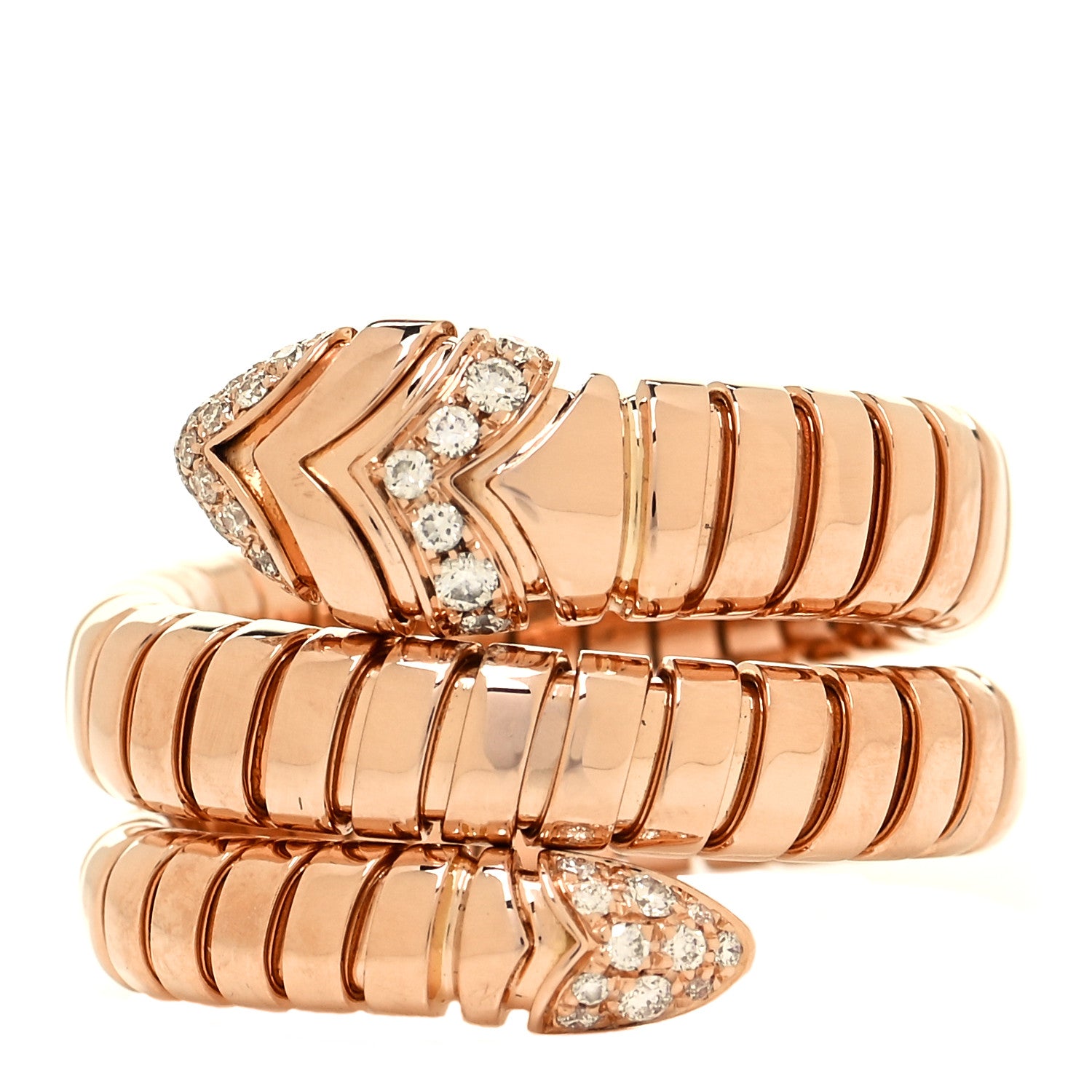 Bulgari 18K Rose Gold Diamond Serpenti Tubogas Band Ring 53 6.5 1 of 5