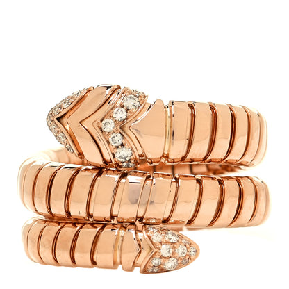 Bulgari 18K Rose Gold Diamond Serpenti Tubogas Band Ring 53 6.5 1 of 5