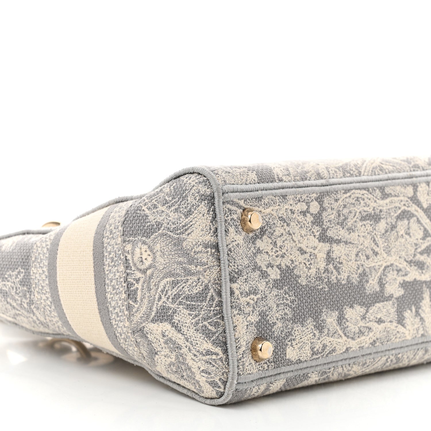 Christian Dior Canvas Toile De Jouy Reverse Embroidered Medium Lady D-Lite Gray 9 of 12