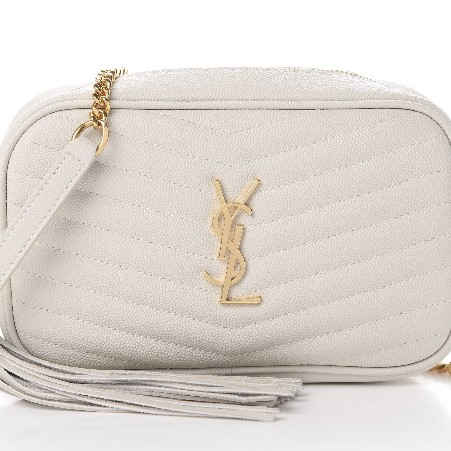 Saint Laurent Grain De Poudre Matelasse Monogram Mini Lou Camera Bag Crema Soft 8 of 11