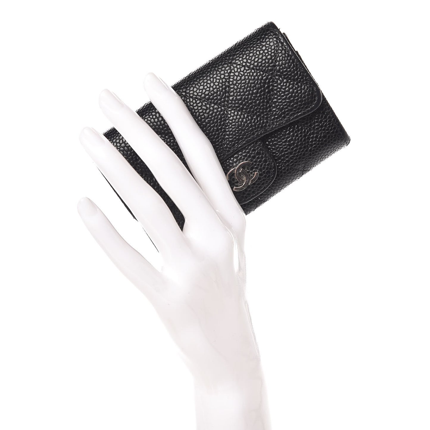 Caviar Quilted Flap Card Holder Black