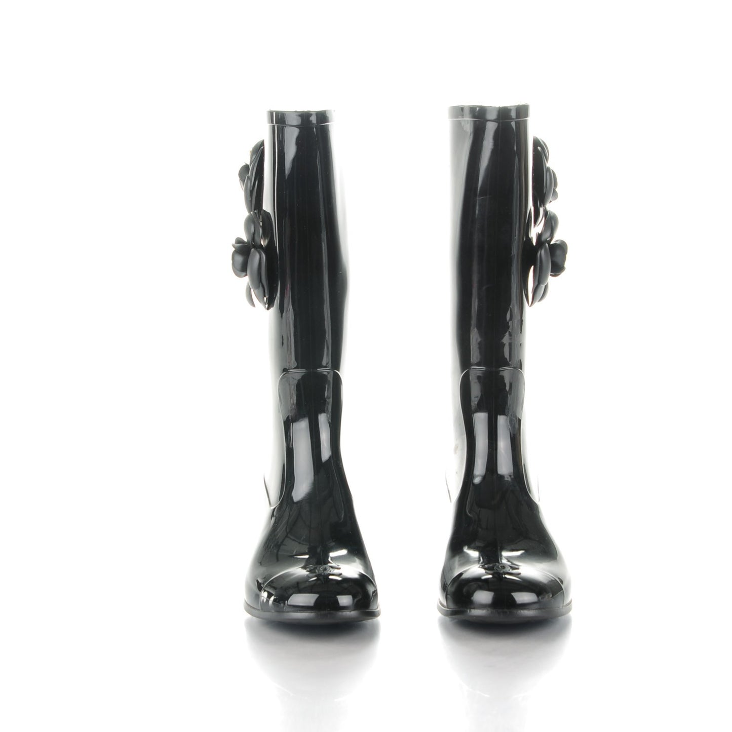 Rubber Camellia Rain Boots 37 Black