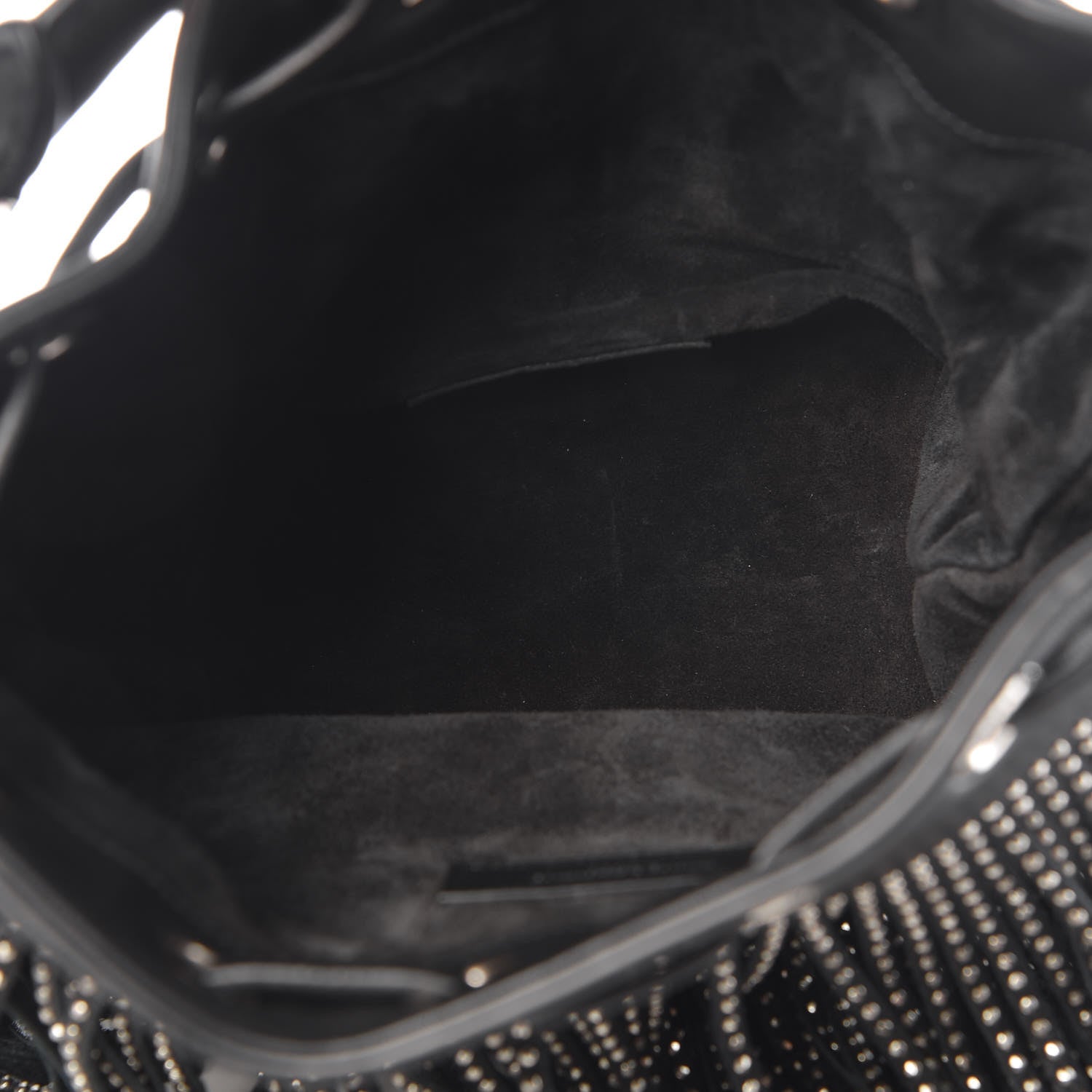 Saint Laurent Calfskin Studded Small Emmanuelle Fringe Bucket Bag Black 5 of 10