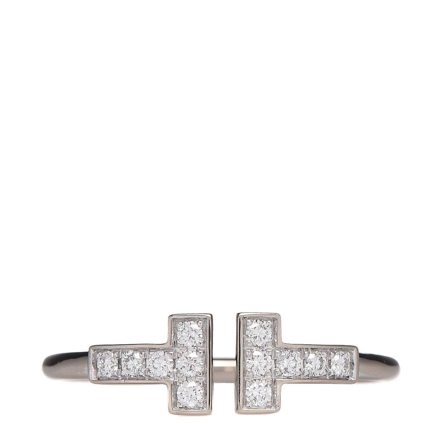 18K White Gold Diamond T Wire Ring 54 7