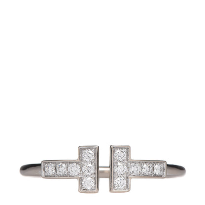 Tiffany 18K White Gold Diamond T Wire Ring 54 7 1 of 6