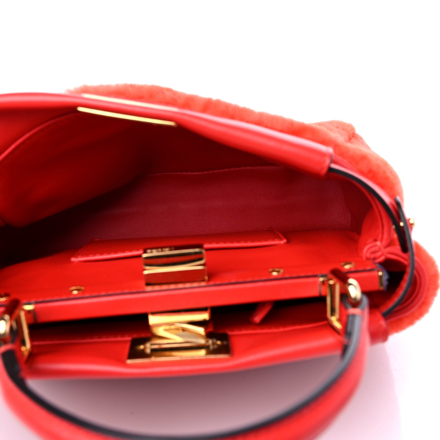 Shearling Nappa Macro FF 1974 Mini Peekaboo Iconic Satchel Tulipano Georgia Poppy