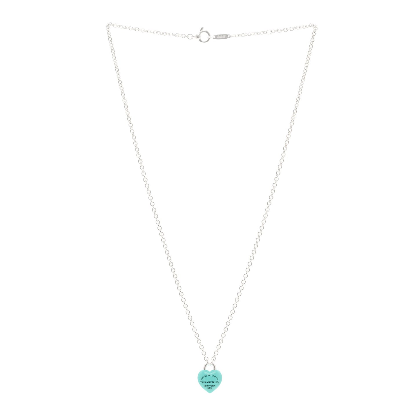 Sterling Silver Enamel Return to Tiffany Full Heart Pendant Necklace Blue