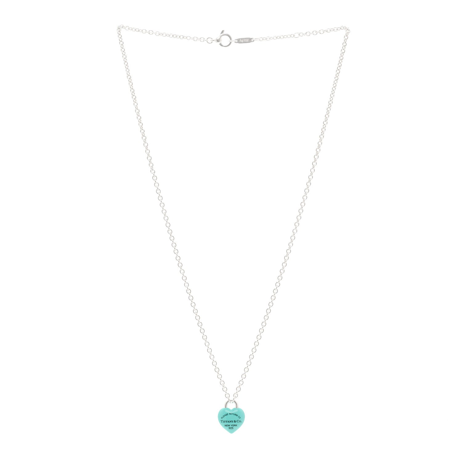 Tiffany Sterling Silver Enamel Return to Tiffany Full Heart Pendant Necklace Blue 3 of 6
