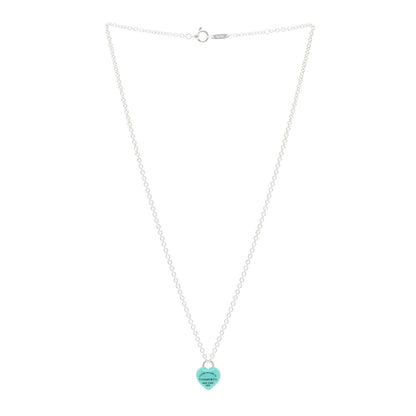 Tiffany Sterling Silver Enamel Return to Tiffany Full Heart Pendant Necklace Blue 3 of 6
