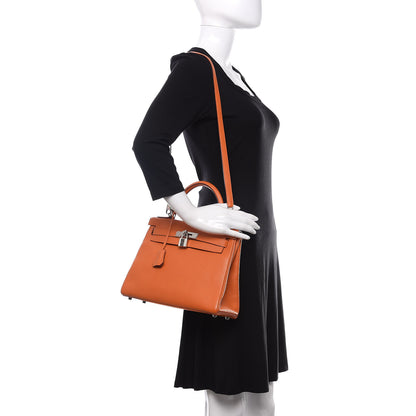 Hermes Taurillon Clemence Kelly Retourne 28 Orange 2 of 11