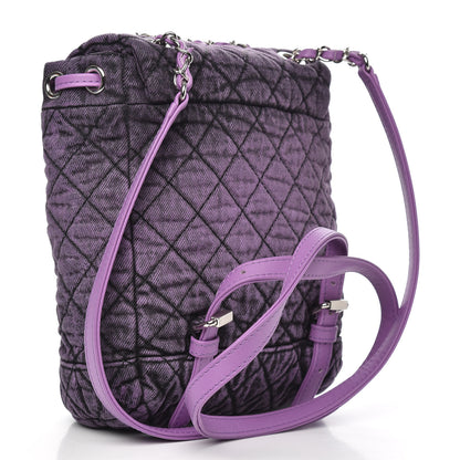 Chanel Washed Denim Quilted Denimpression Backpack Violet Purple Black 3 of 9