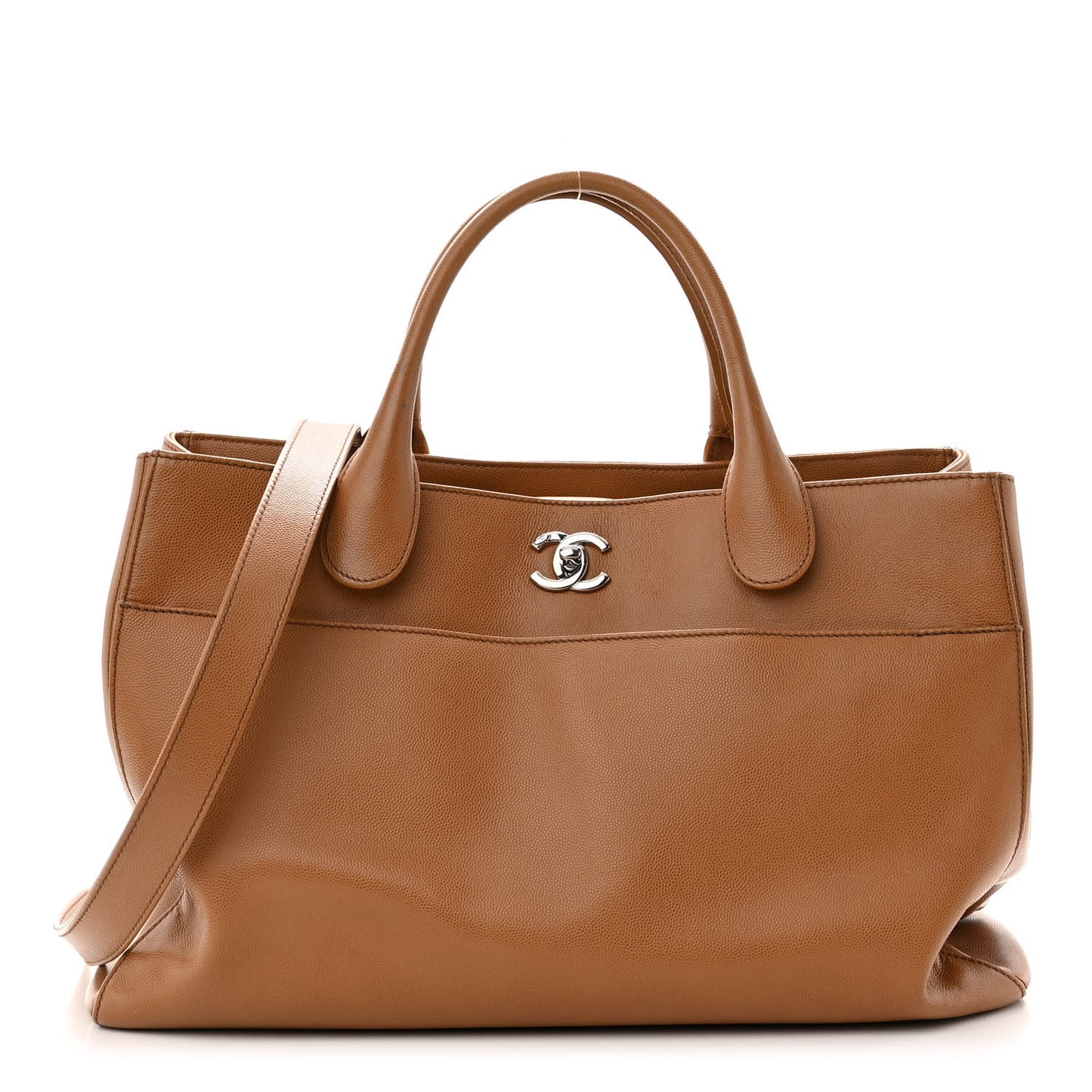 Caviar Medium Cerf Executive Shopper Tote Dark Beige