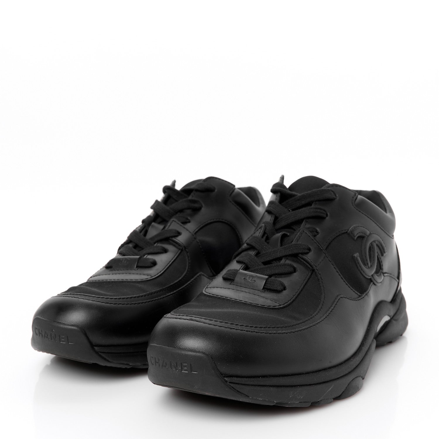 Chanel Lambskin Fabric CC Uniform Sneakers 42 Black 4 of 9