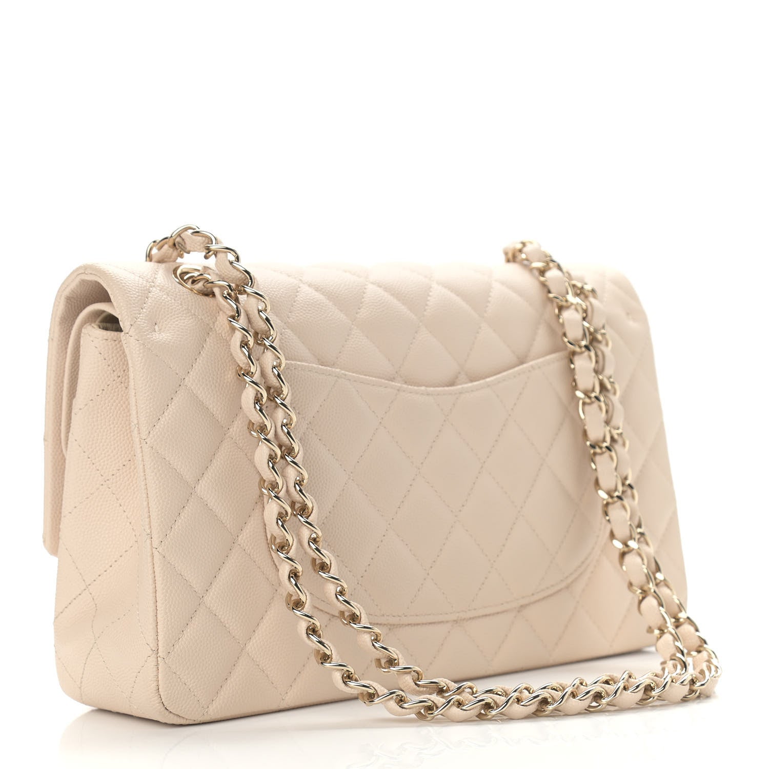 Chanel Caviar Quilted Medium Double Flap Light Beige 2 of 8