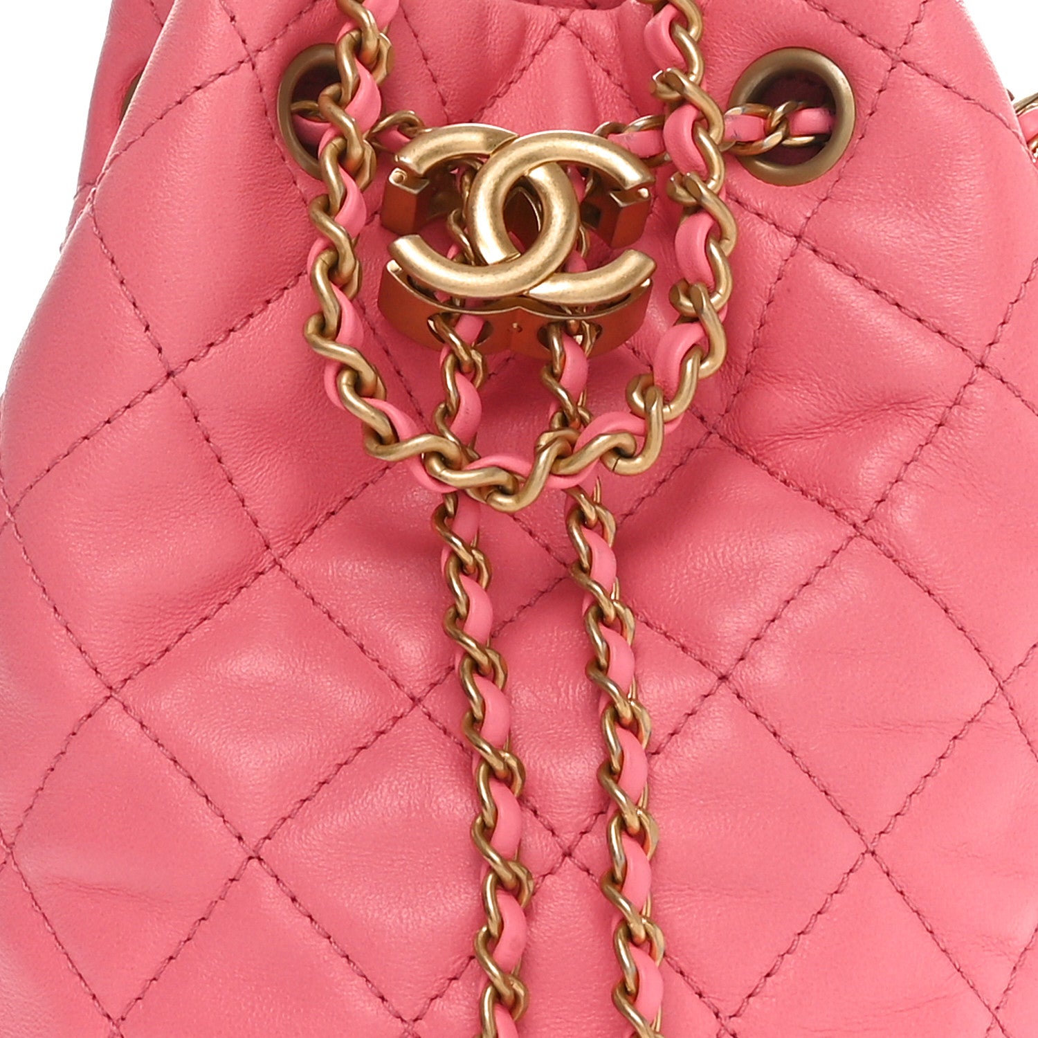 Chanel Lambskin Quilted Pearl Crush Drawstring Bag Pink 8 of 10