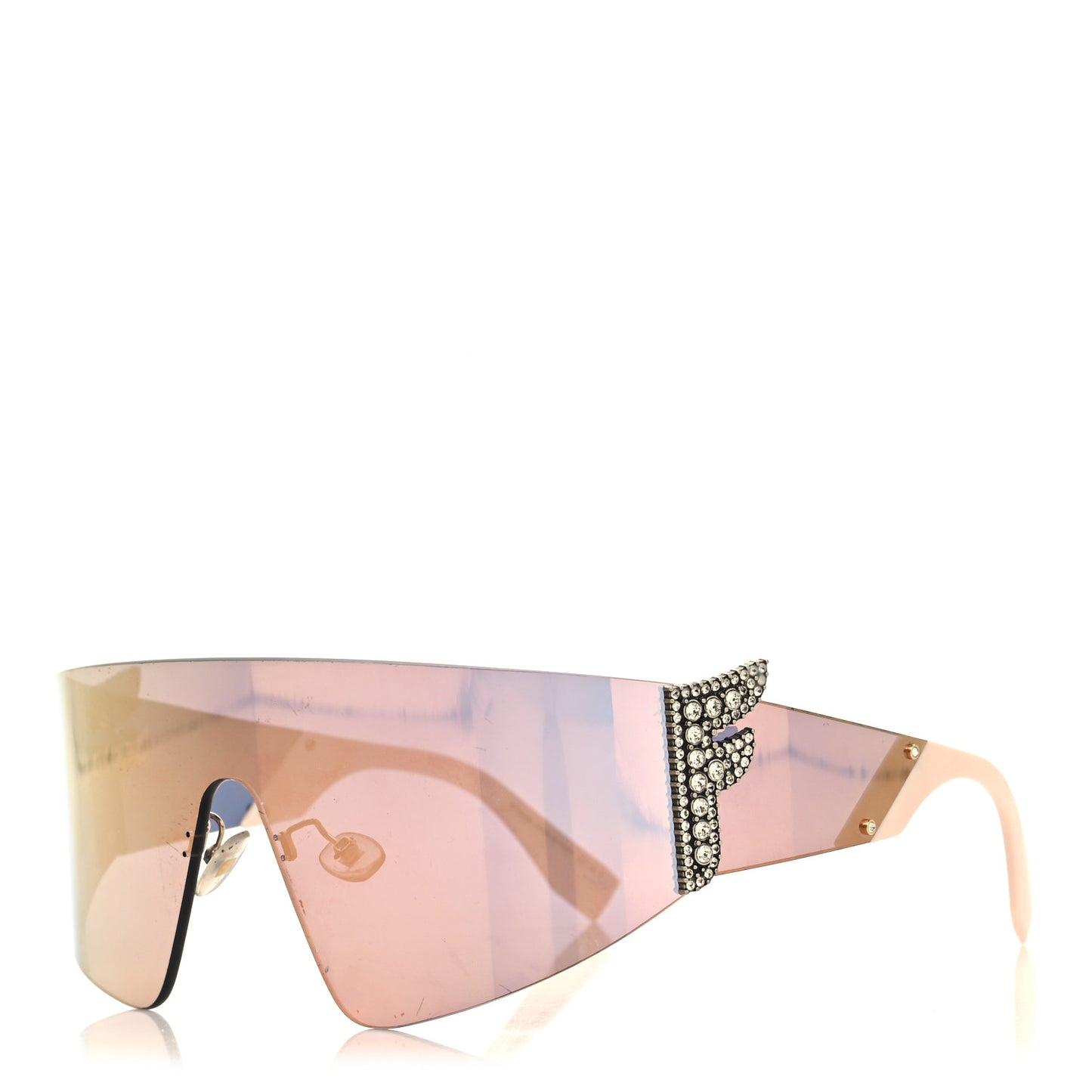 Mirrored Crystal Embellished FFreedom Shield Sunglasses FF 0382/S Pink