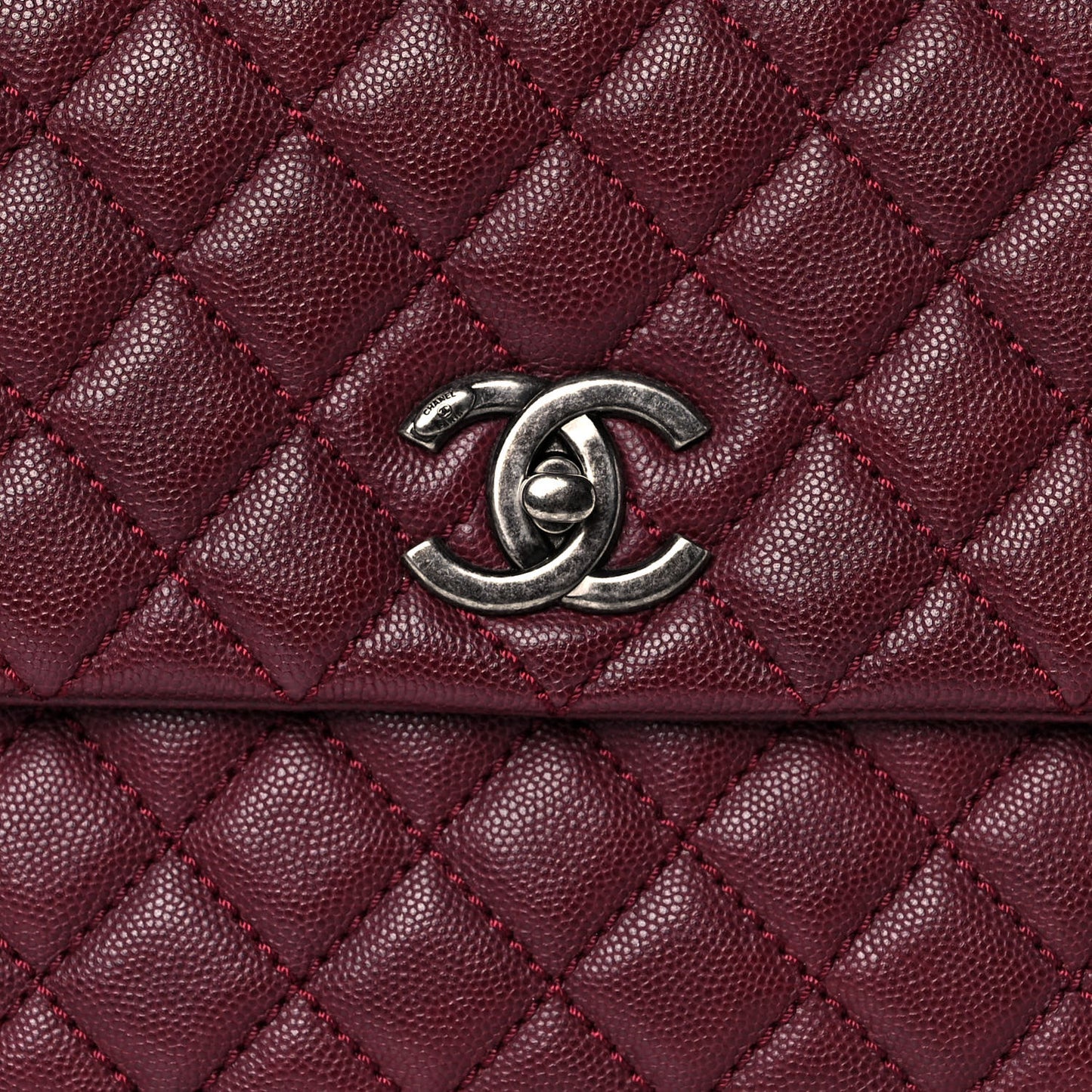 Caviar Quilted Medium Coco Handle Flap Burgundy