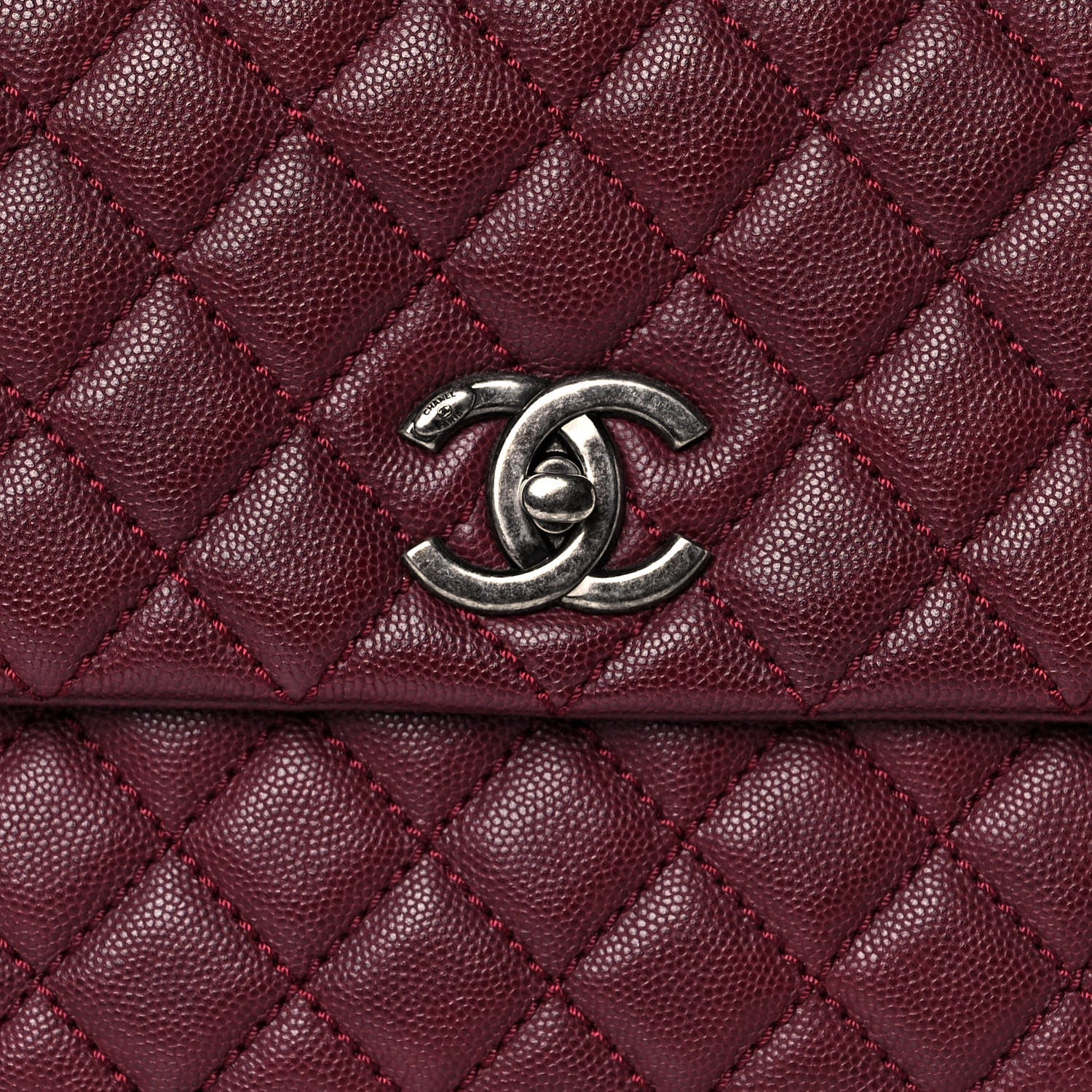 Chanel Caviar Quilted Medium Coco Handle Flap Burgundy 8 of 11