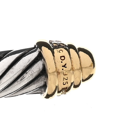 David Yurman Sterling Silver 18K Yellow Gold Diamond 5mm Dome Cable Classics Bracelet 3 of 3