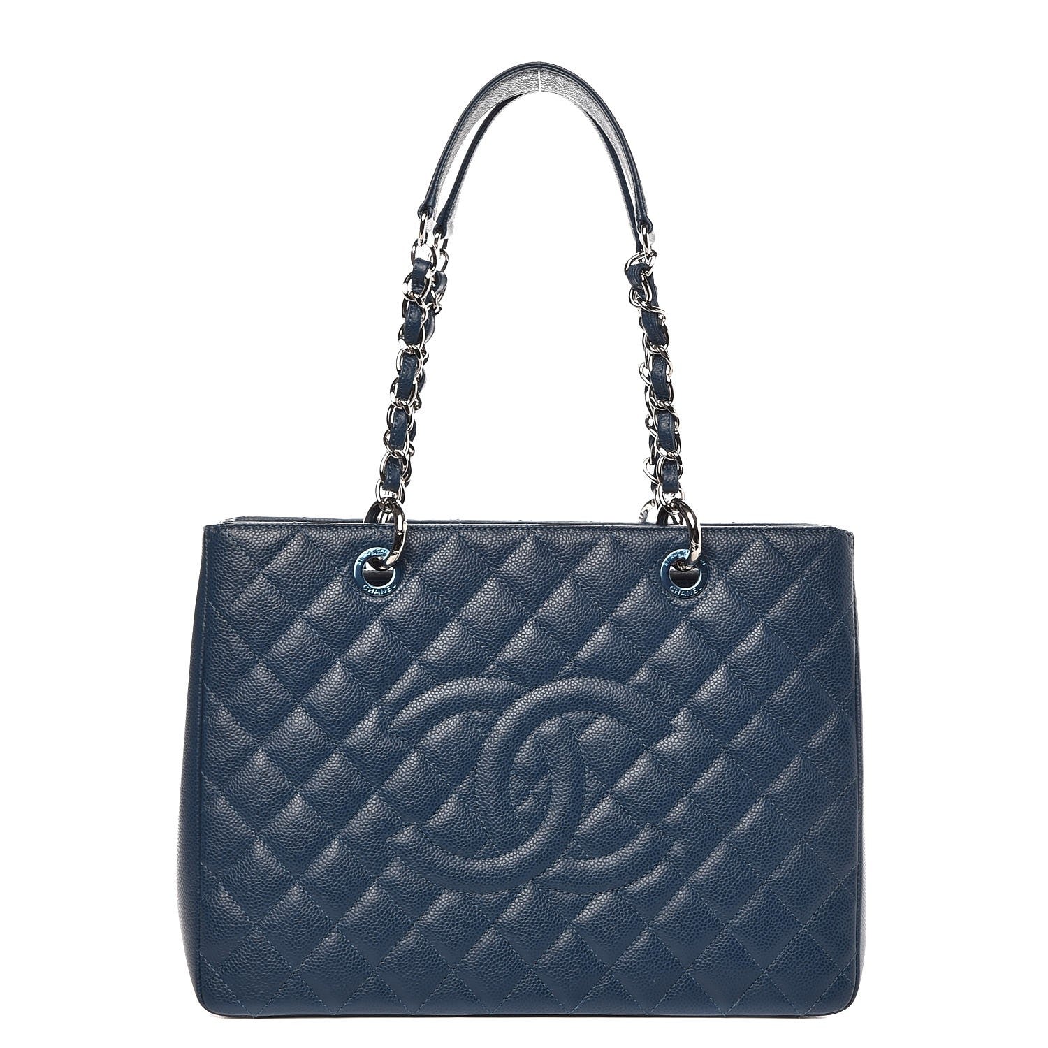 Chanel Caviar Quilted Grand Shopping Tote GST Dark Blue 1 of 8