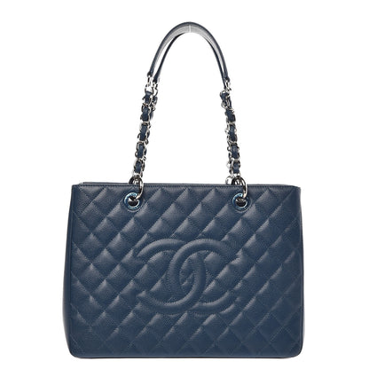 Chanel Caviar Quilted Grand Shopping Tote GST Dark Blue 1 of 8