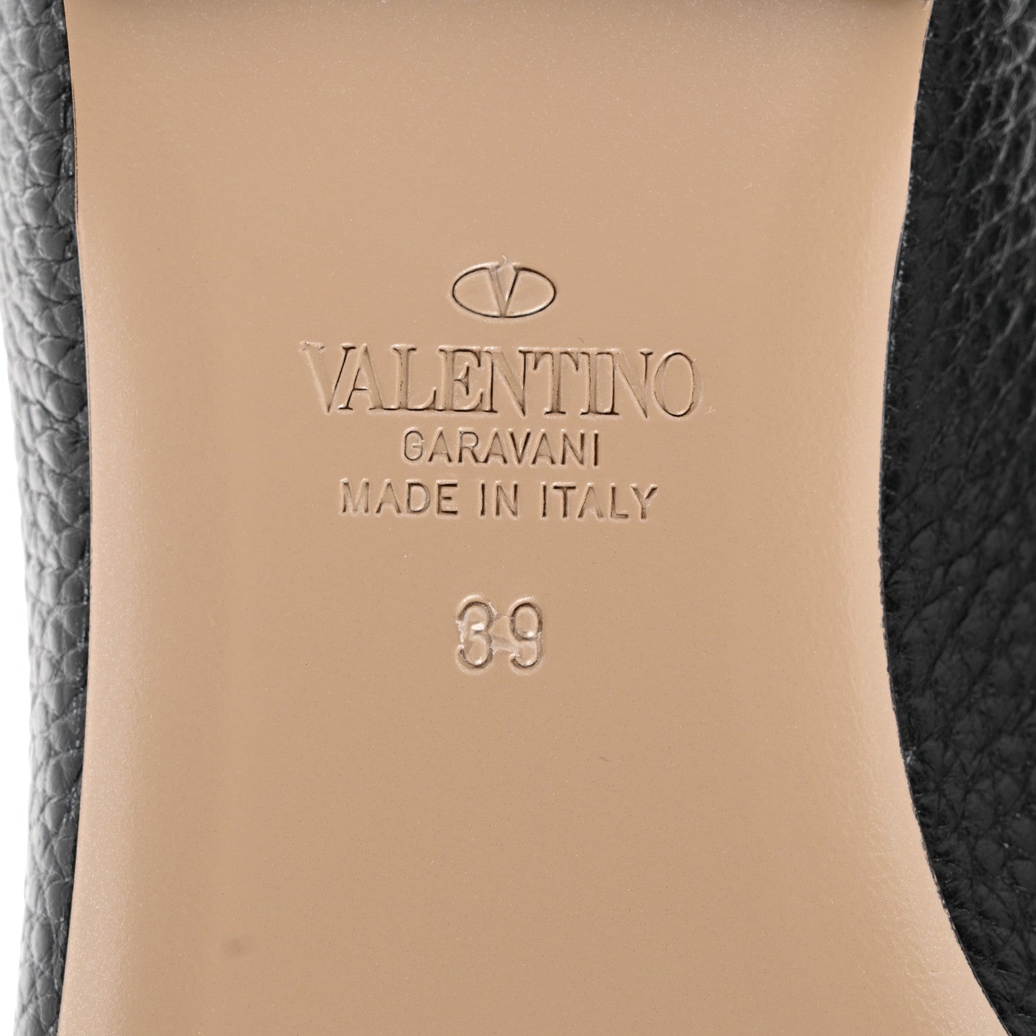 Valentino Garavani Pebbled Calfskin Rockstud Ankle Strap Ballerina Flats 39 Black 8 of 9