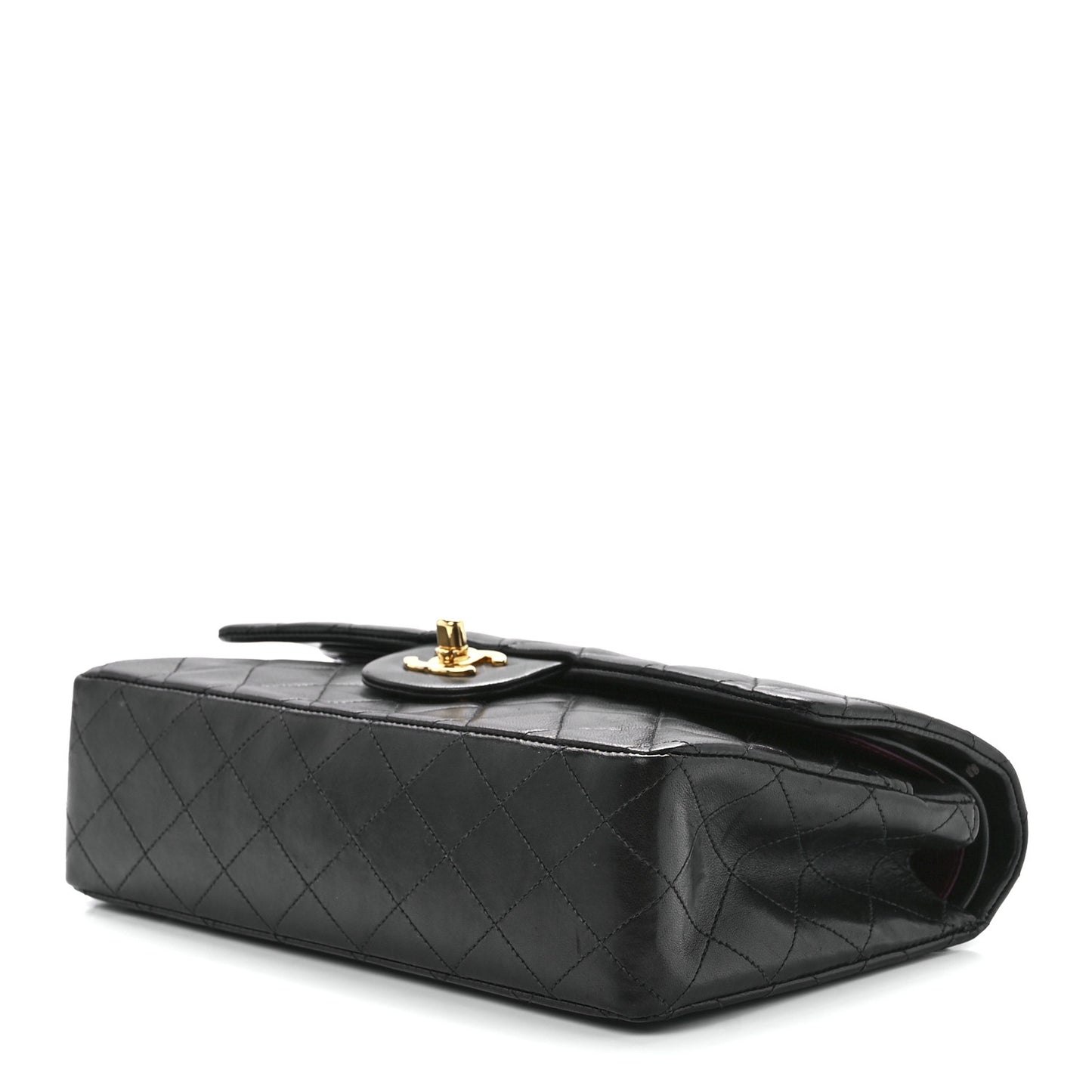 Lambskin Quilted Medium Double Flap Black