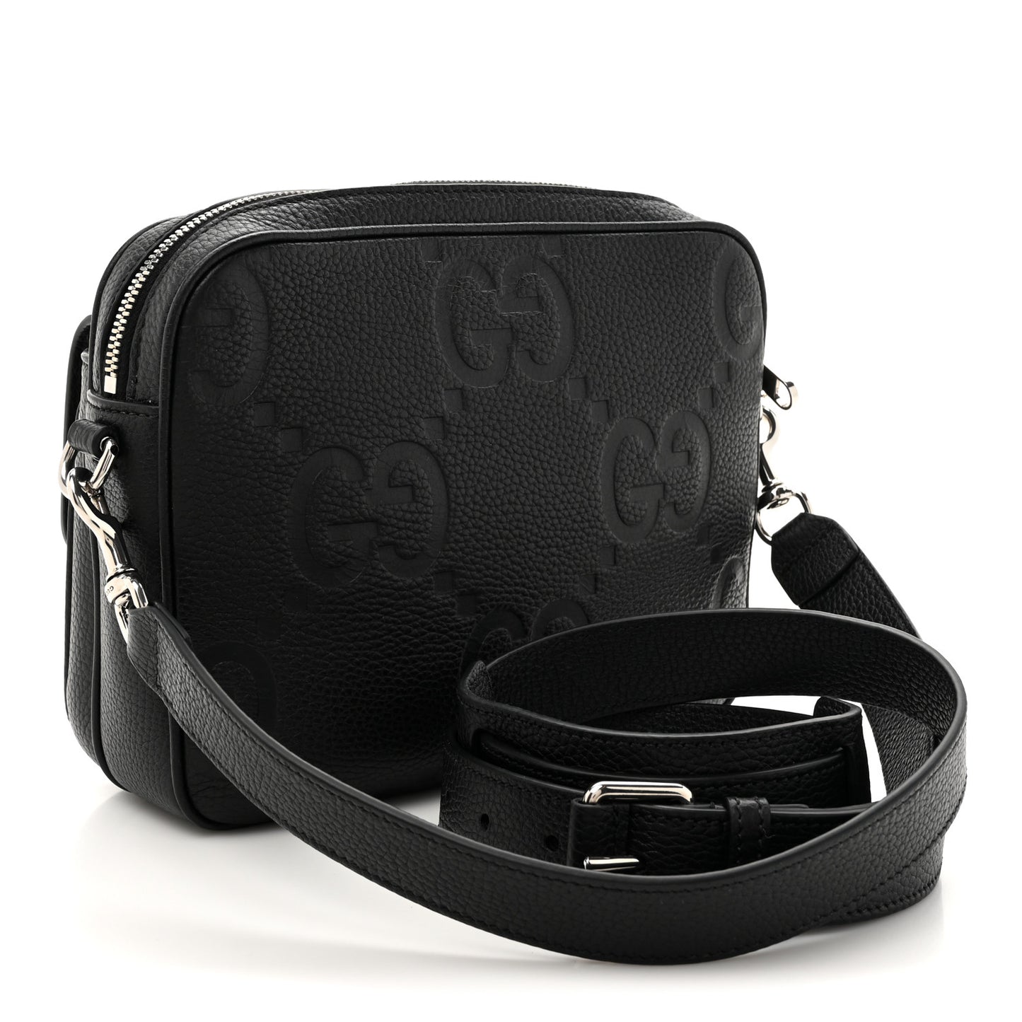 Piuma Calfskin Jumbo GG Embossed Small Messenger Bag Black