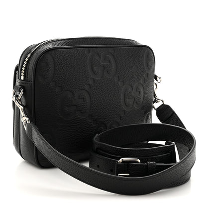 Gucci Piuma Calfskin Jumbo GG Embossed Small Messenger Bag Black 3 of 13