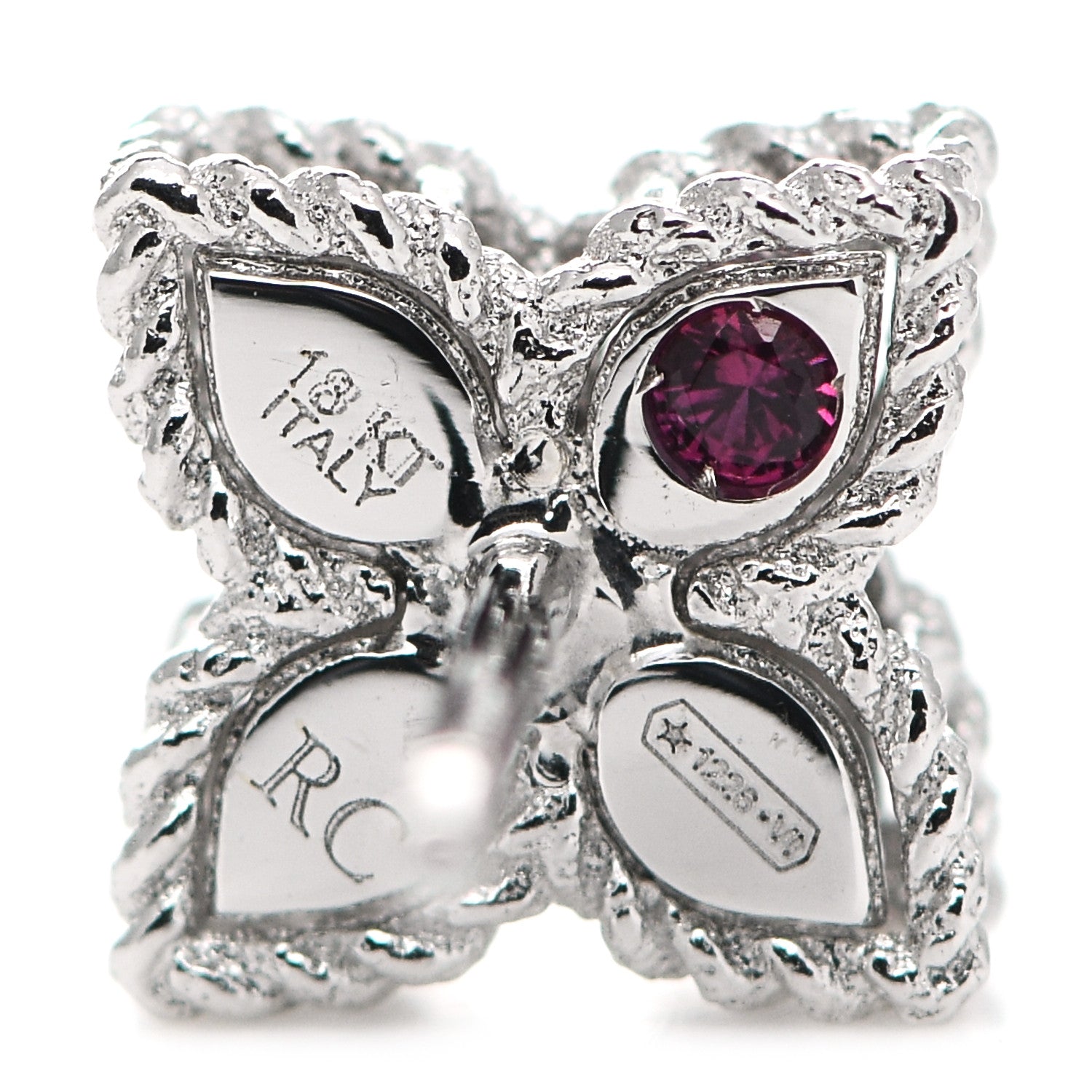 Roberto Coin 18K White Gold Diamond Princess Flower Small Stud Earrings 4 of 4