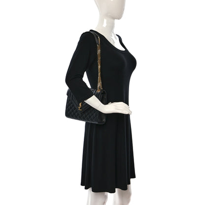 Saint Laurent Grain De Poudre Textured Mixed Matelasse Triquilt Medium Monogram Satchel Black 2 of 9