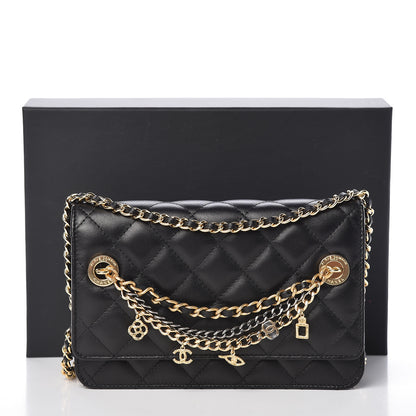 Chanel Lambskin Quilted Egyptian Amulet Wallet On Chain WOC Black 11 of 11