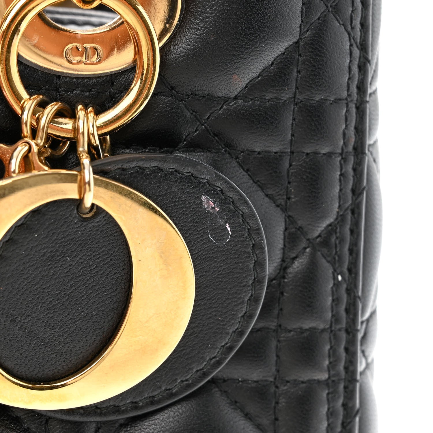 Christian Dior Lambskin Cannage Medium Lady Dior Black 11 of 12