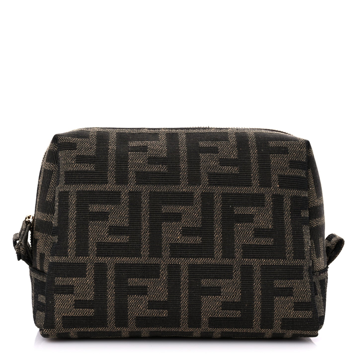 Fabric Jacquard FF 1974 Small Trapezoid Beauty Pouch Tobacco Moro Black