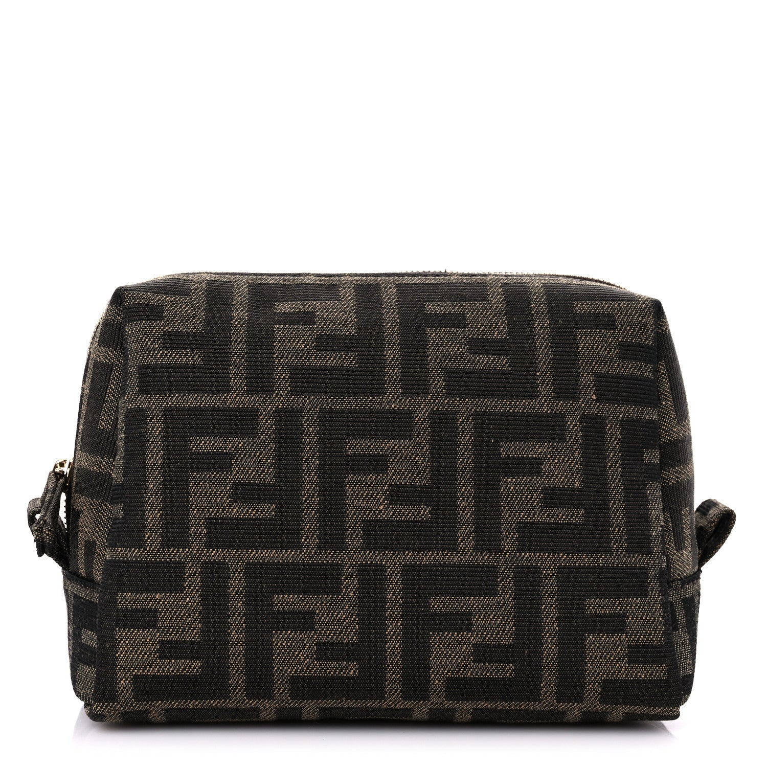 Fendi Fabric Jacquard FF 1974 Small Trapezoid Beauty Pouch Tobacco Moro Black 1 of 10