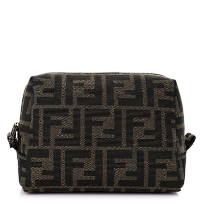Fendi Fabric Jacquard FF 1974 Small Trapezoid Beauty Pouch Tobacco Moro Black 1 of 10